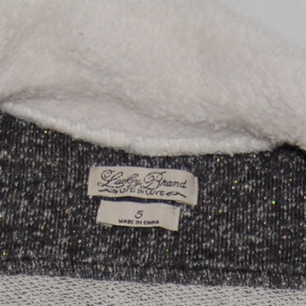 Lucky Brand Girls Size 5, Gray Soft Cotton Jacket with Fringe Sleeves - Picture 10 of 12